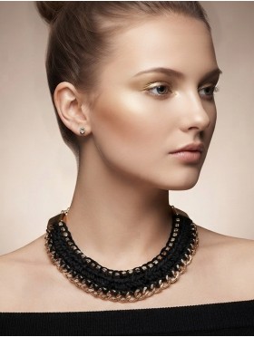 ROPE BIB CHAIN NECKLACE & EARRING SET